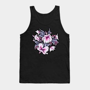 Hibiscus Butterflies - Grey Pink Tank Top